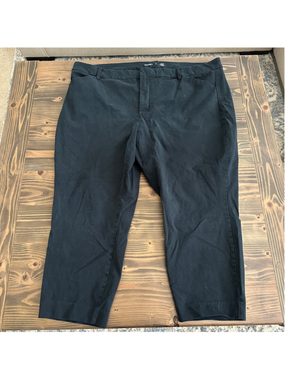 Old Navy Women's Pixie High Rise Cropped Pants Size 24 Black Plus Stretch